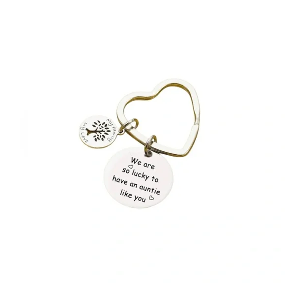 Aunt Appreciation Gift With Phrase Engraved on stainless steel Keychain - Picture 4 of 5